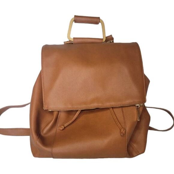 Leather Bag Backpack Baby Bag Gold Classy May San - Picture 1 of 13